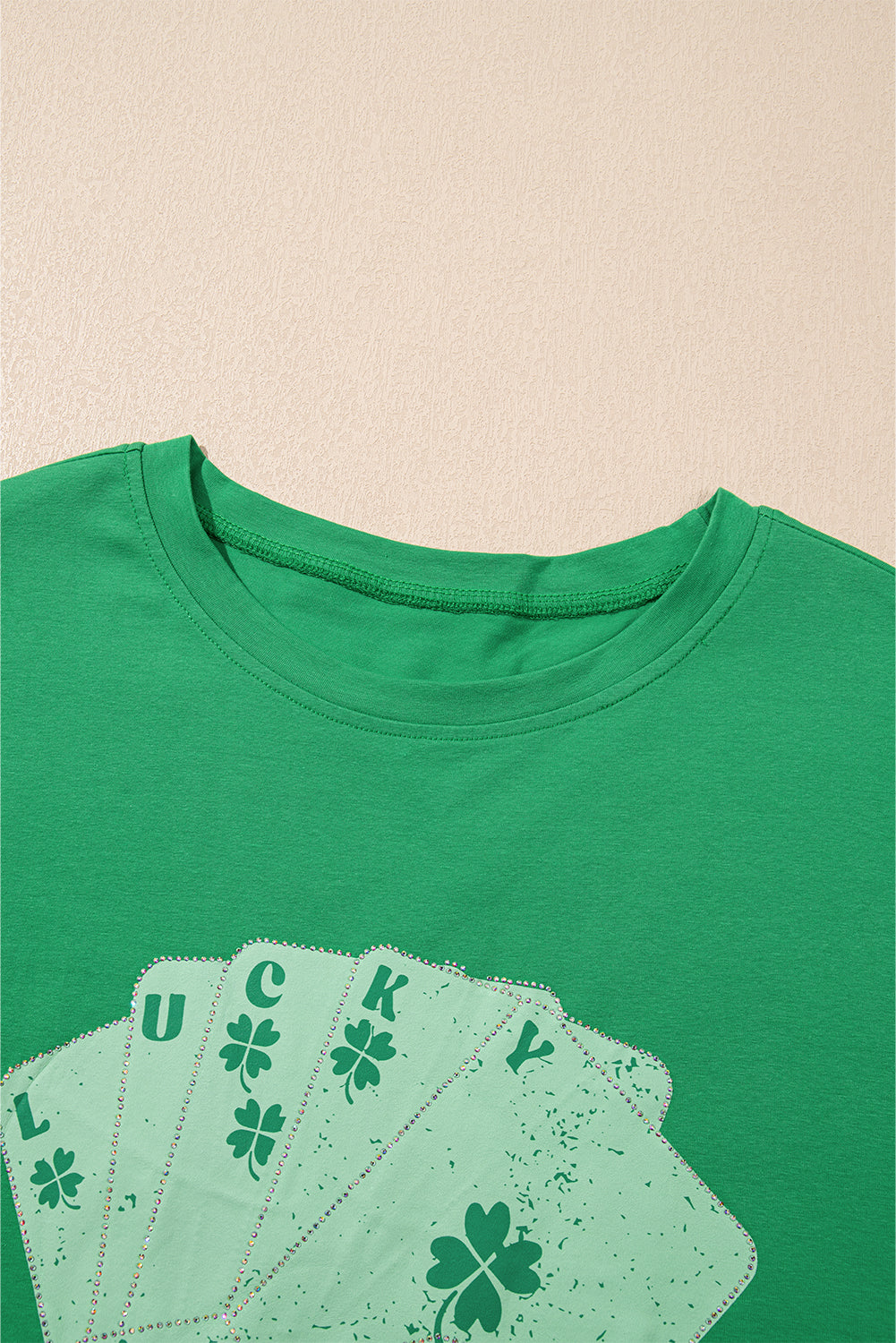 Bright Green Rhinestone Lucky Poker Cards Oversized T Shirt Mini Dress