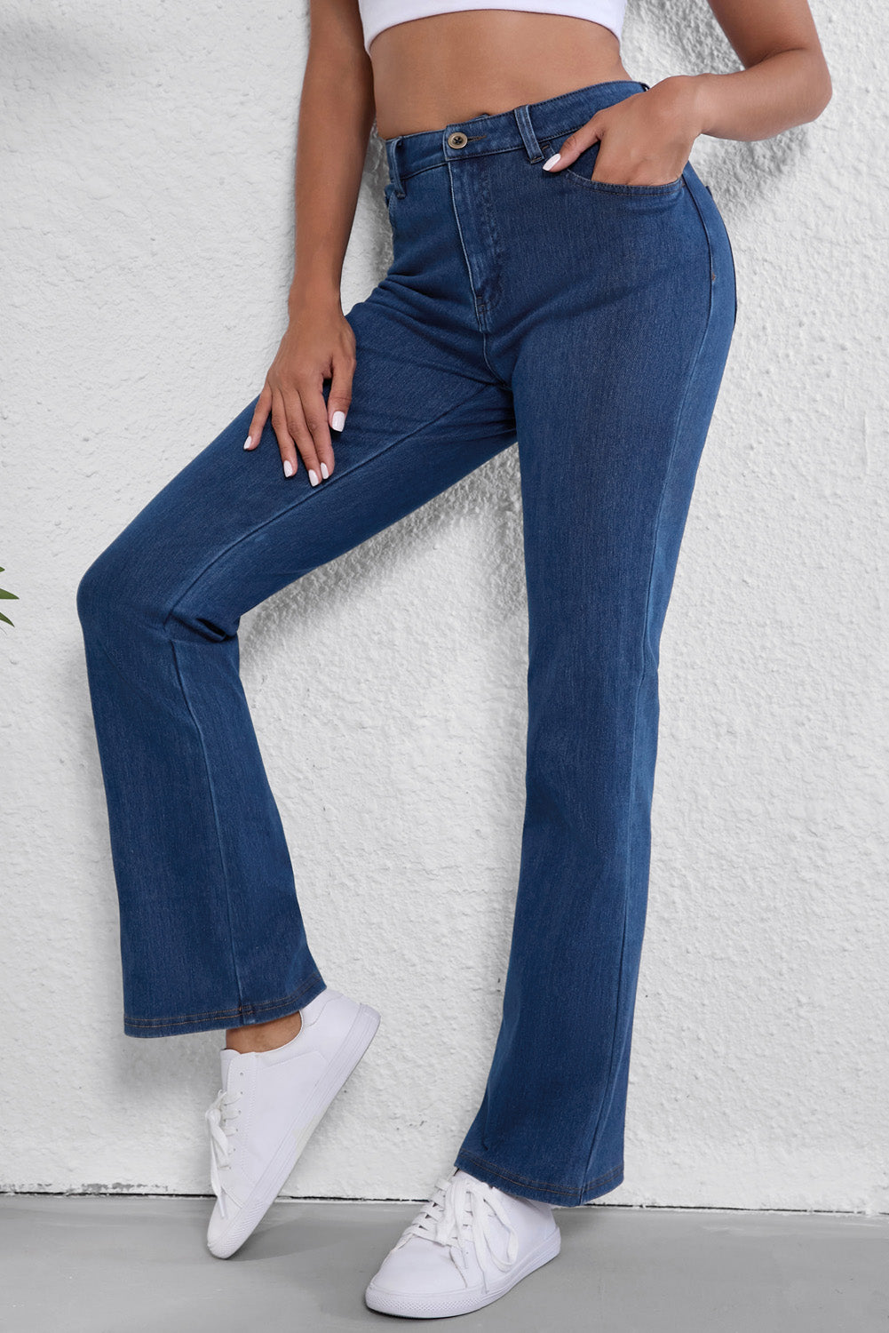 Ashleigh Blue Mid Waist Stretchy Knit Casual Bootcut Jeans